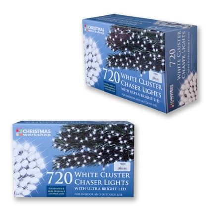 Christmas Workshop 720 LED White Chaser Cluster Light (Carton of 6)