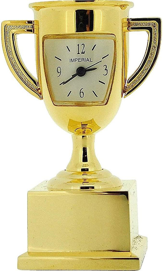 Miniature Clock Goldtone Metal Trophy Winners Cup Solid Brass IMP1049 - CLEARANCE NEEDS RE-BATTERY