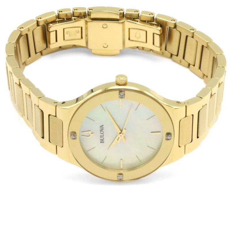 Ladies Bulova Futuro Millennia Gold Tone Diamond Accent Watch 97R102