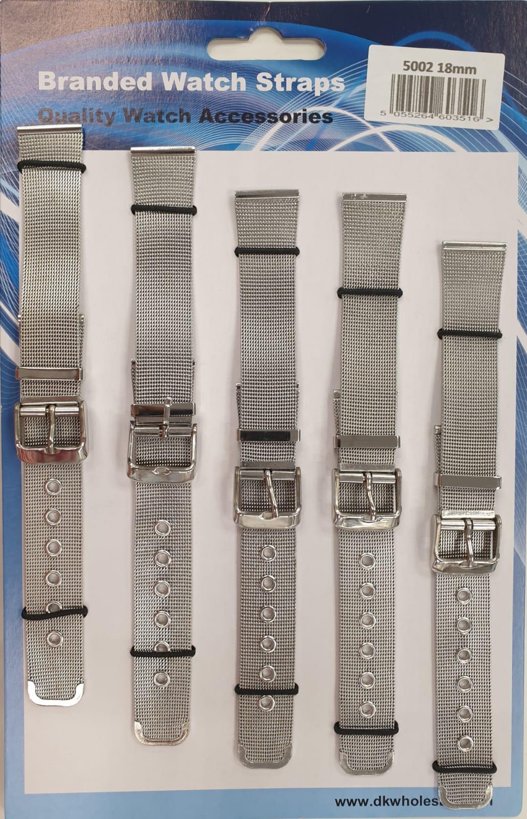 5002 Metal Mesh Watch Straps 5PK Available Sizes 12MM - 18mm