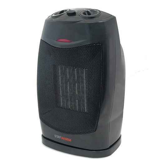 StayWarm 1500w Oscillating PTC Ceramic Fan Heater - Black (Carton of 6)