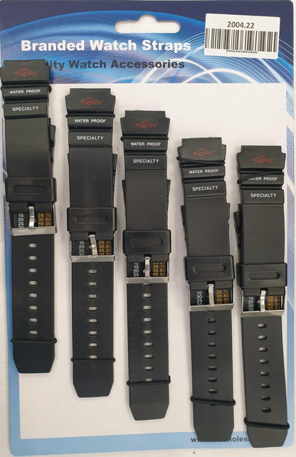 2004 5Pk Black Pu Watch Straps Available Sizes 18mm to 22mm