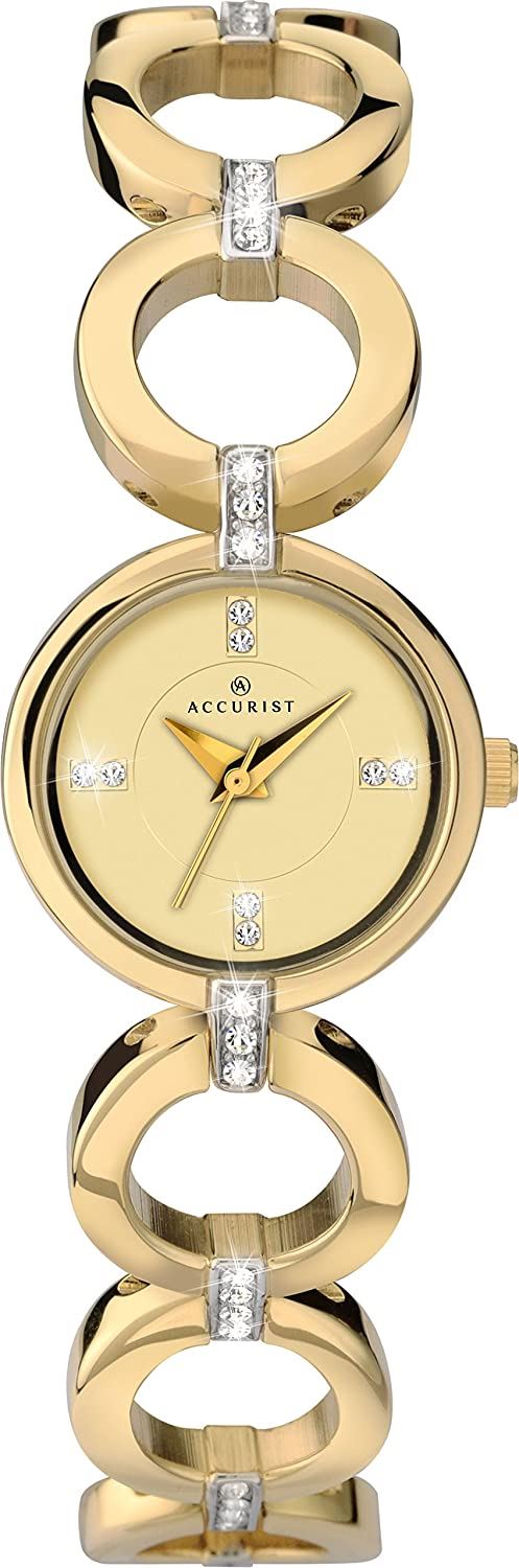 Accurist London Women's Fashion Designer Gold Bracelet Watch 8058