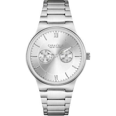 Caravelle New York Men's Stainless Steel Day Date Silver Bracelet Watch 43A134