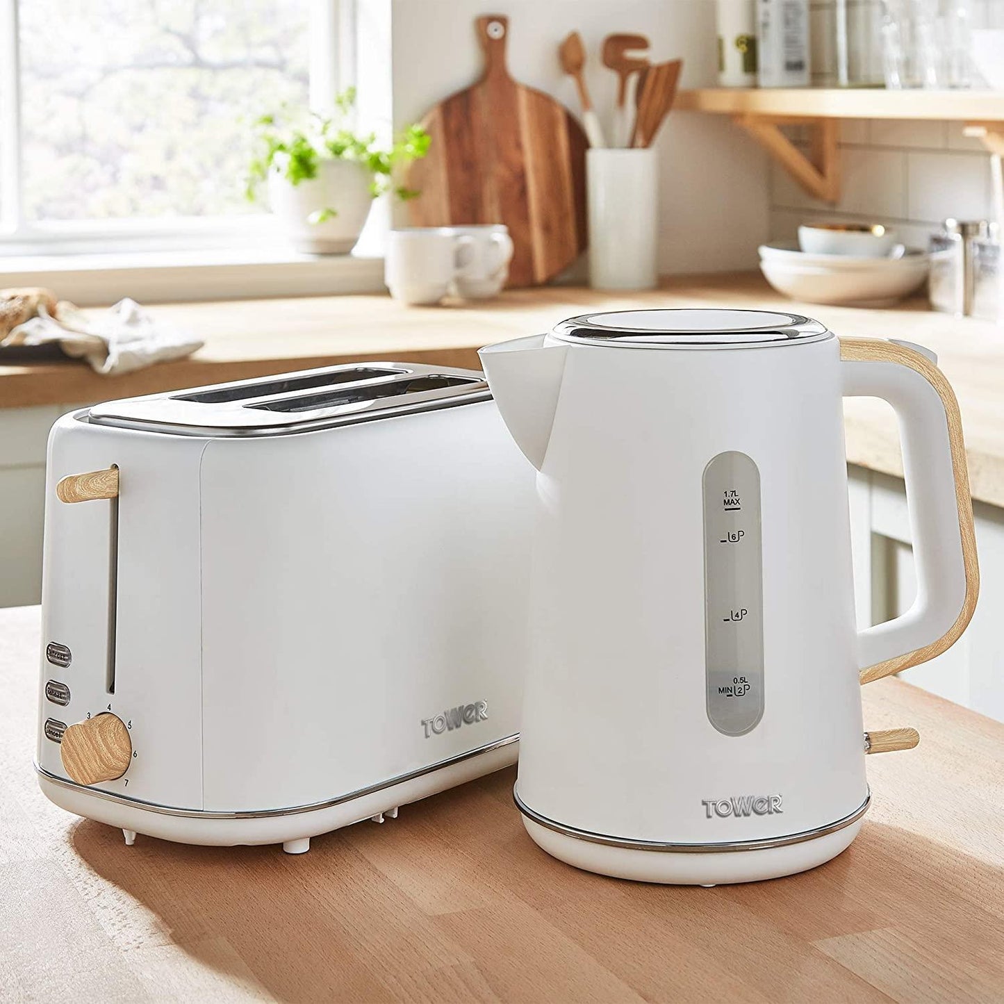 TOWER SCANDI KETTLE & 2 SLICE TOASTER SET