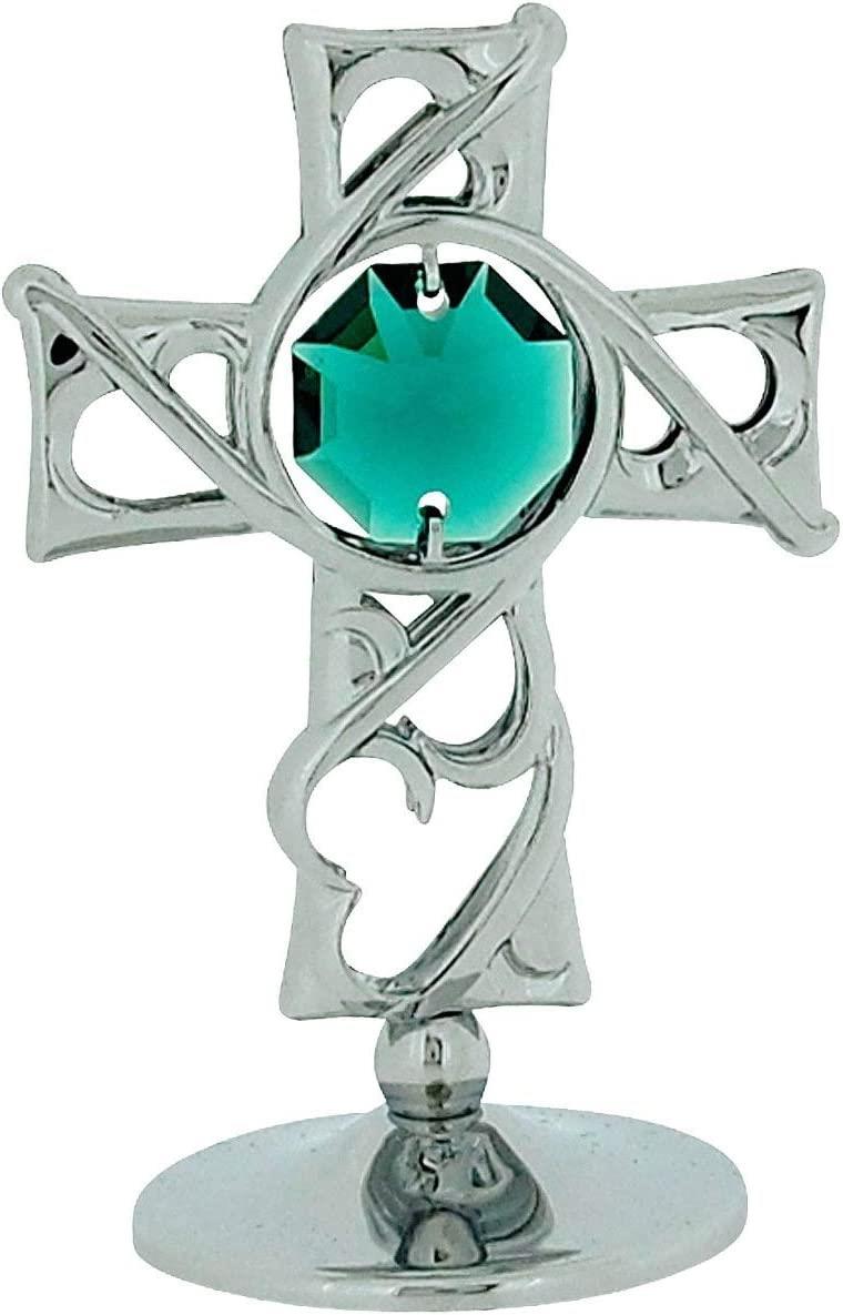 Crystocraft Small Freestanding Cross With Hearts Crystals Ornament Swarovski