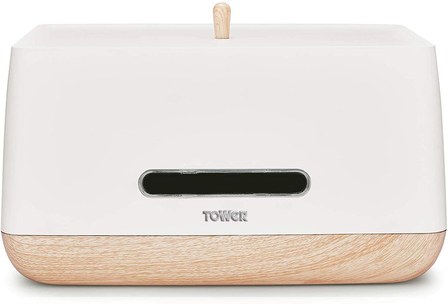 Tower Scandi Breadbin with Wood Effect Accents, White T826030W