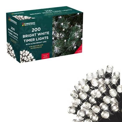 Christmas Workshop  200 LED Battery Operated Timer Light - White (Carton of 10)