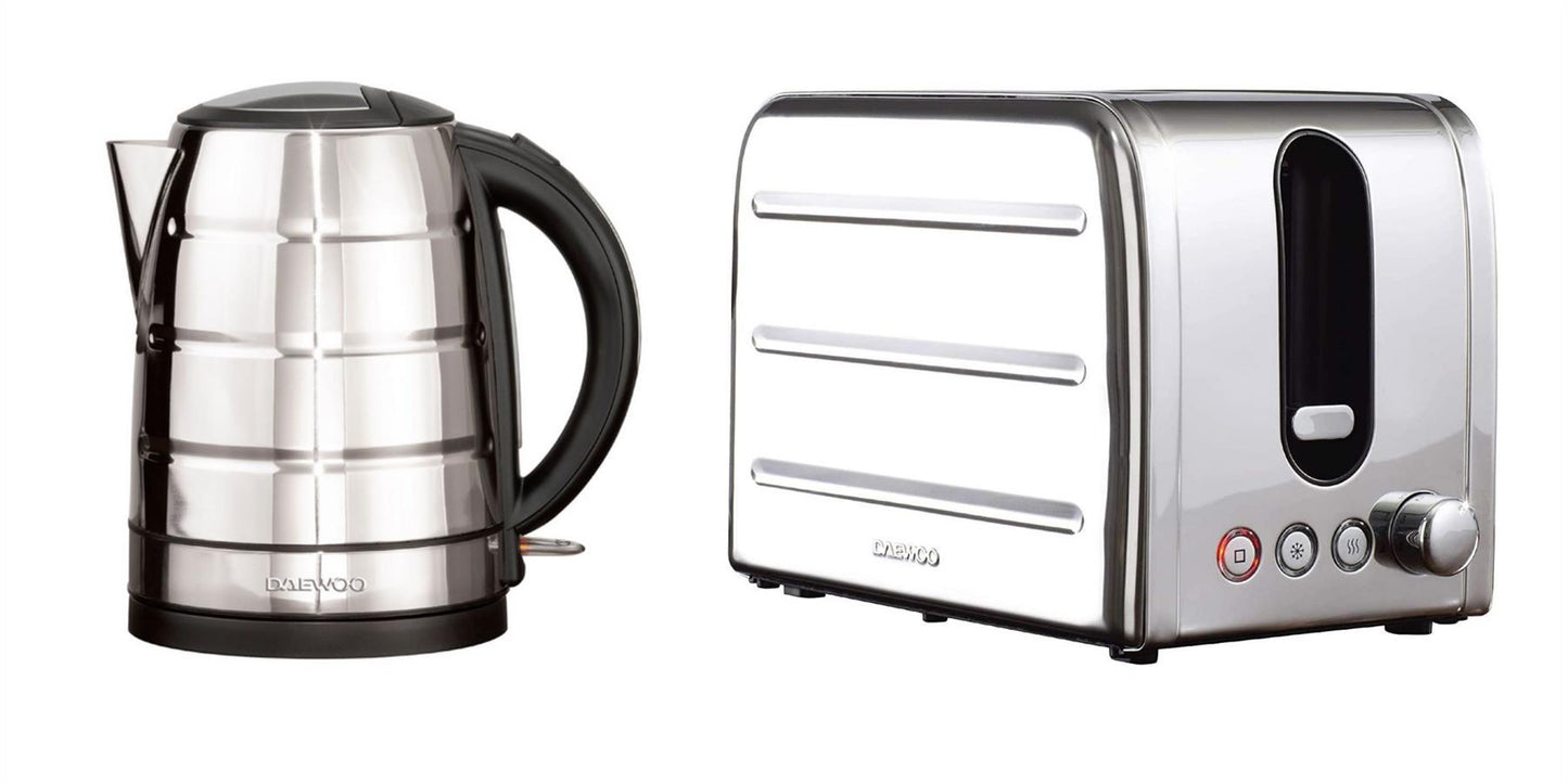 Daewoo Deauville 1.7L Kettle & 2–Slice Toaster Stainless Steel Set