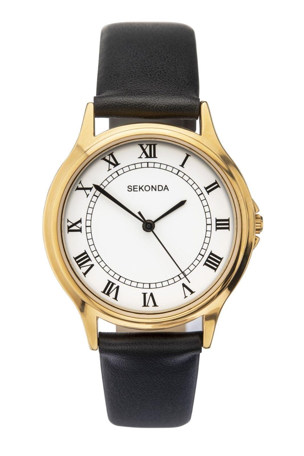 Sekonda Mens Classic Roman Digit Leather Strap Watch 1531