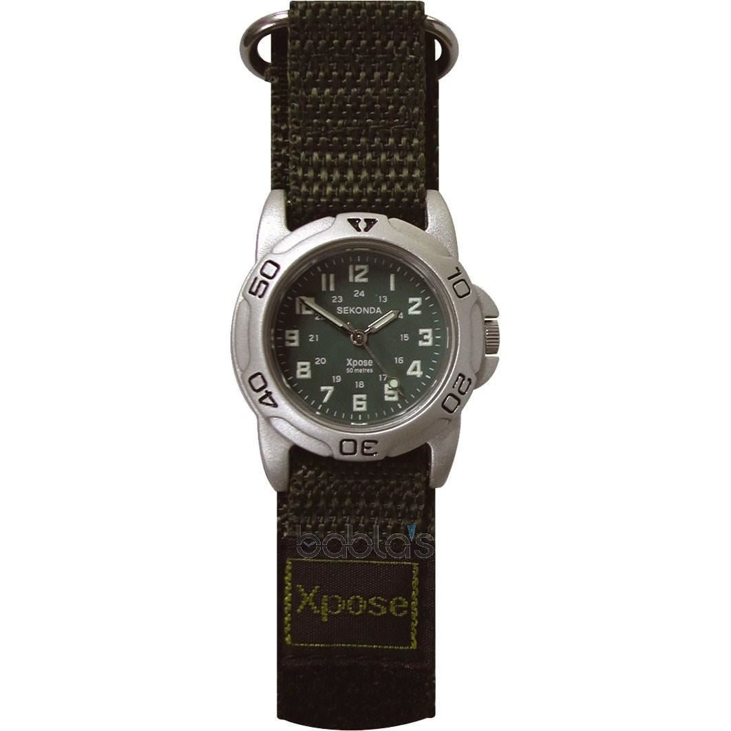 Sekonda Xpose Children Boy Girl Sports Velcro Strap watch Green/Black 3985