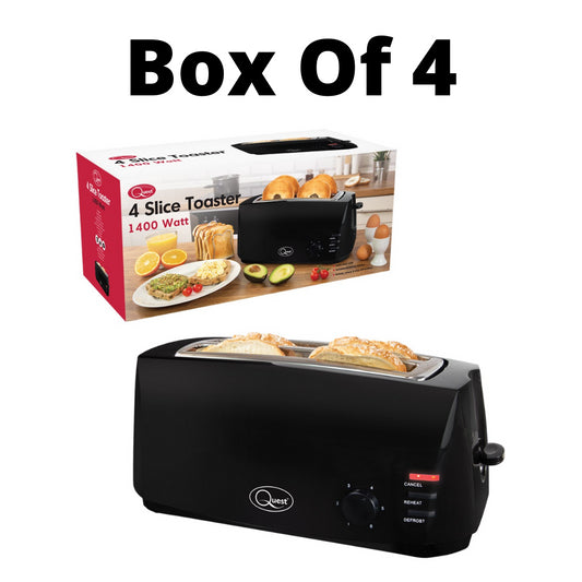 Quest 35069 4 Slice Cool Touch Toaster Black - BOX OF 4