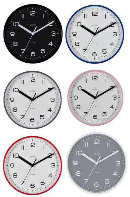 Acctim Runwell 20cm Round Wall Clock Available Multiple Colour