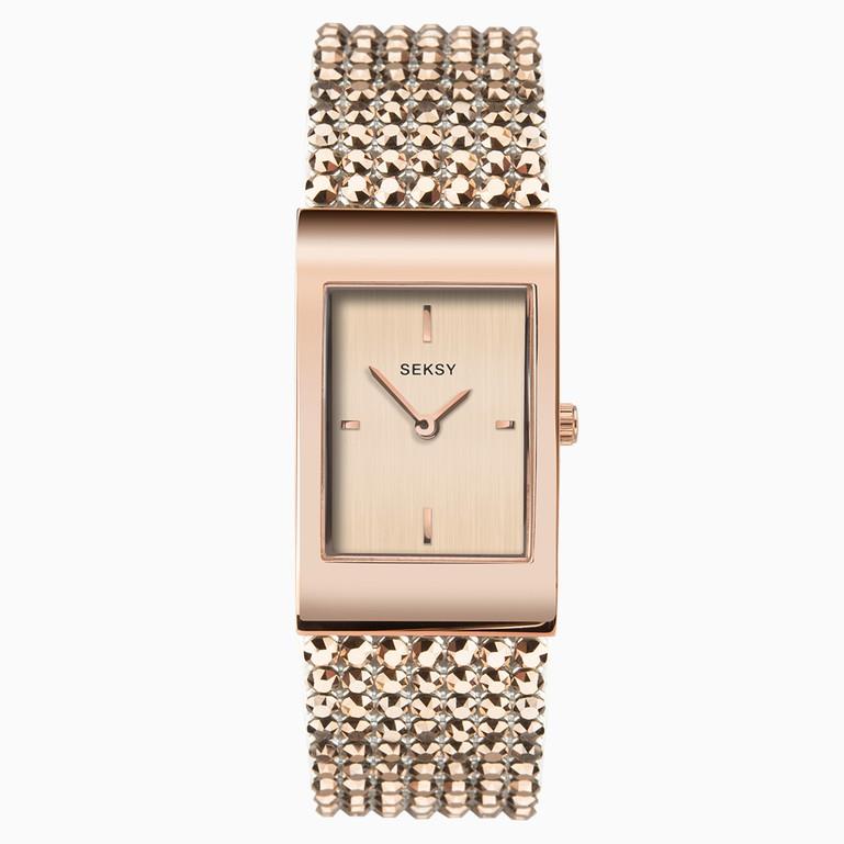 Seksy Ladies Rose Gold Plated Crystal Bracelet Watch 2726