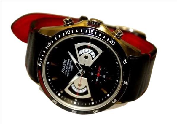 Accurist Men's Chronograph Date Black Leather Strap Watch MS645B