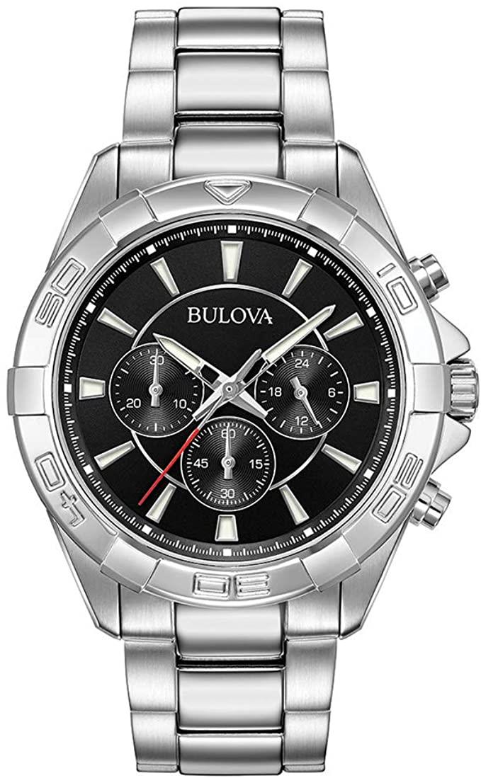 Bulova Mens Chronograph Quartz Watch with Stainless Steel Bracelet 96A216