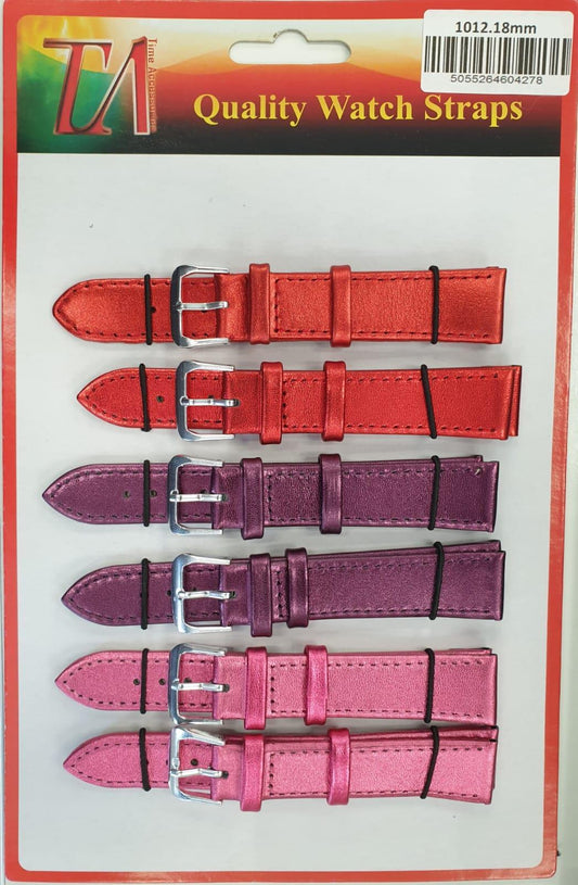 Watch Straps Metallic Colours Red/Pink/Purple 1012.02 Available Sizes 12mm - 20mm