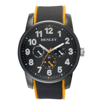 Henley Mens Black Dial Dual Silicone Sports Rubber Strap Watch H02204 Available Multiple Colour