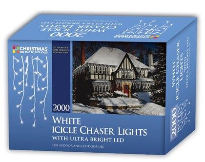 Christmas Workshop 2000 LED Icicle Chaser Lights - White (Carton of 2)