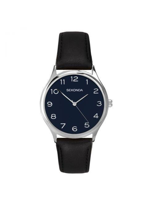 Sekonda Mens Classic Watch With Blue Dial And Black Leather Strap 1852