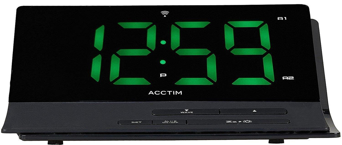 Acctim Sutter Stylish Jumbo Green LED Radio Controlled Dual Alarm Clock