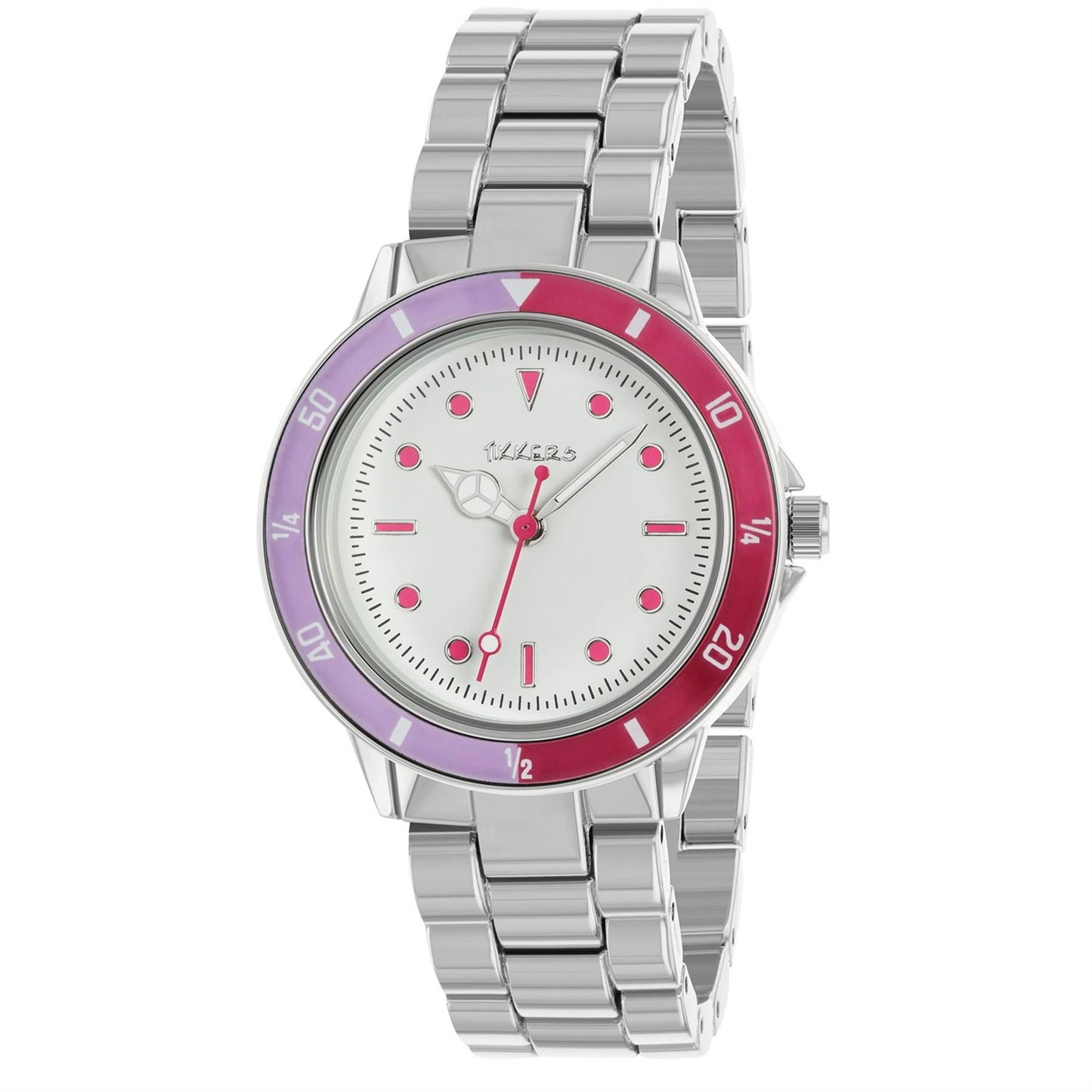 Tikkers Girls Analogue Red Case Stainless Steel Bracelet Watch ATK1051