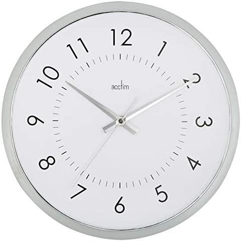 Acctim Yoko Wall Clock Non-Ticking Sweep Chromed Case Around the World Numbers Silver 32cm 21492