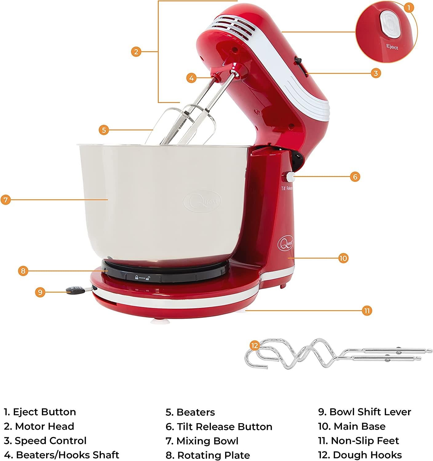 Quest Compact Stand Mixer - 6 Speed - Red (Carton of 4)