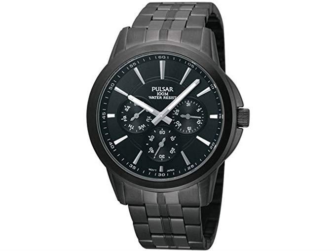 Pulsar Gents Black bracelet chronograph watch black face PP6015X1