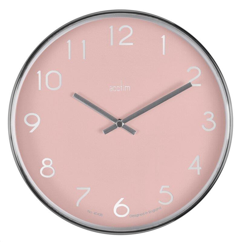 Acctim Elma 25cm Chrome plastic wall clock in 2283 Available Multiple Colour