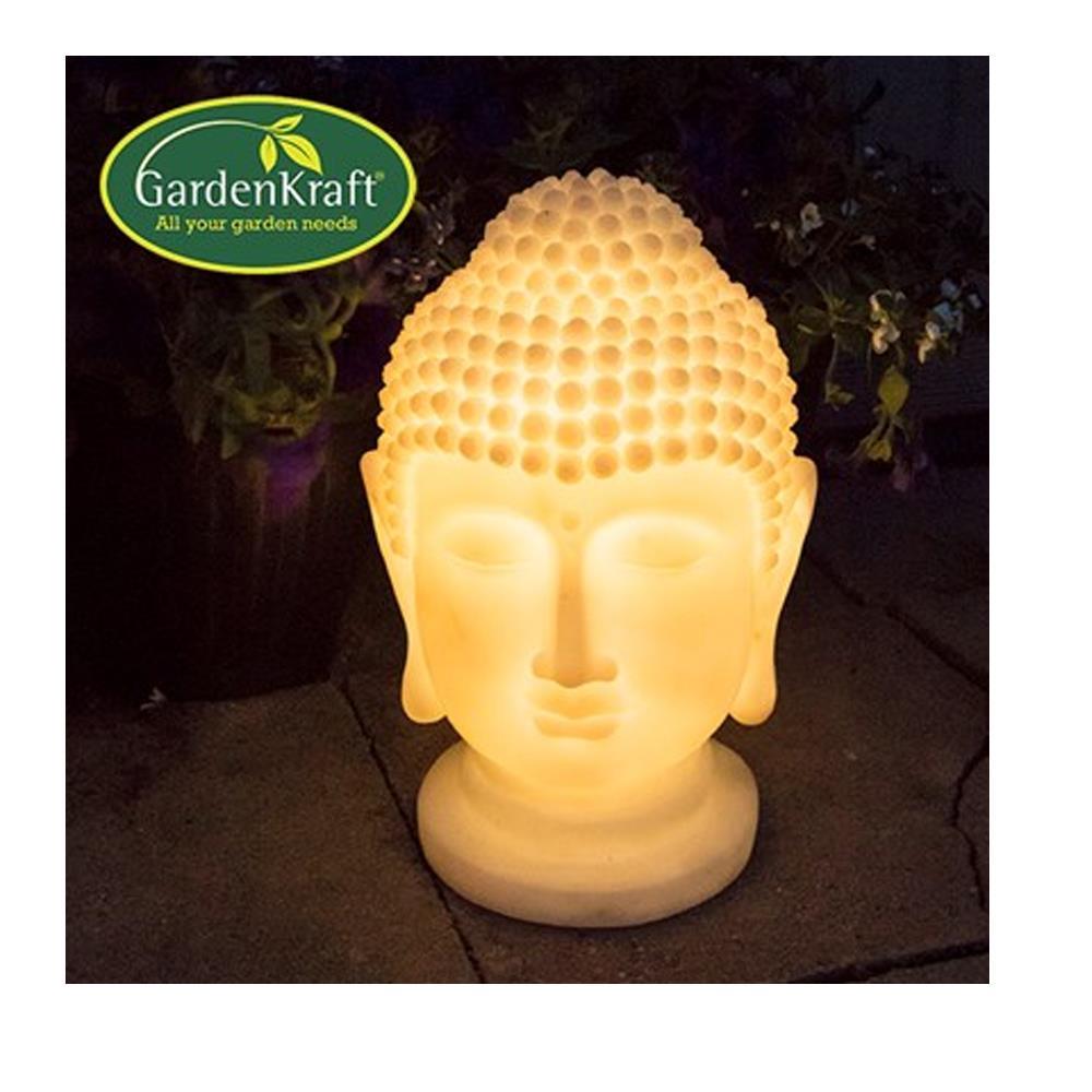 Solar Buddha Head 4 x Warm White LED 26x26x41 cm