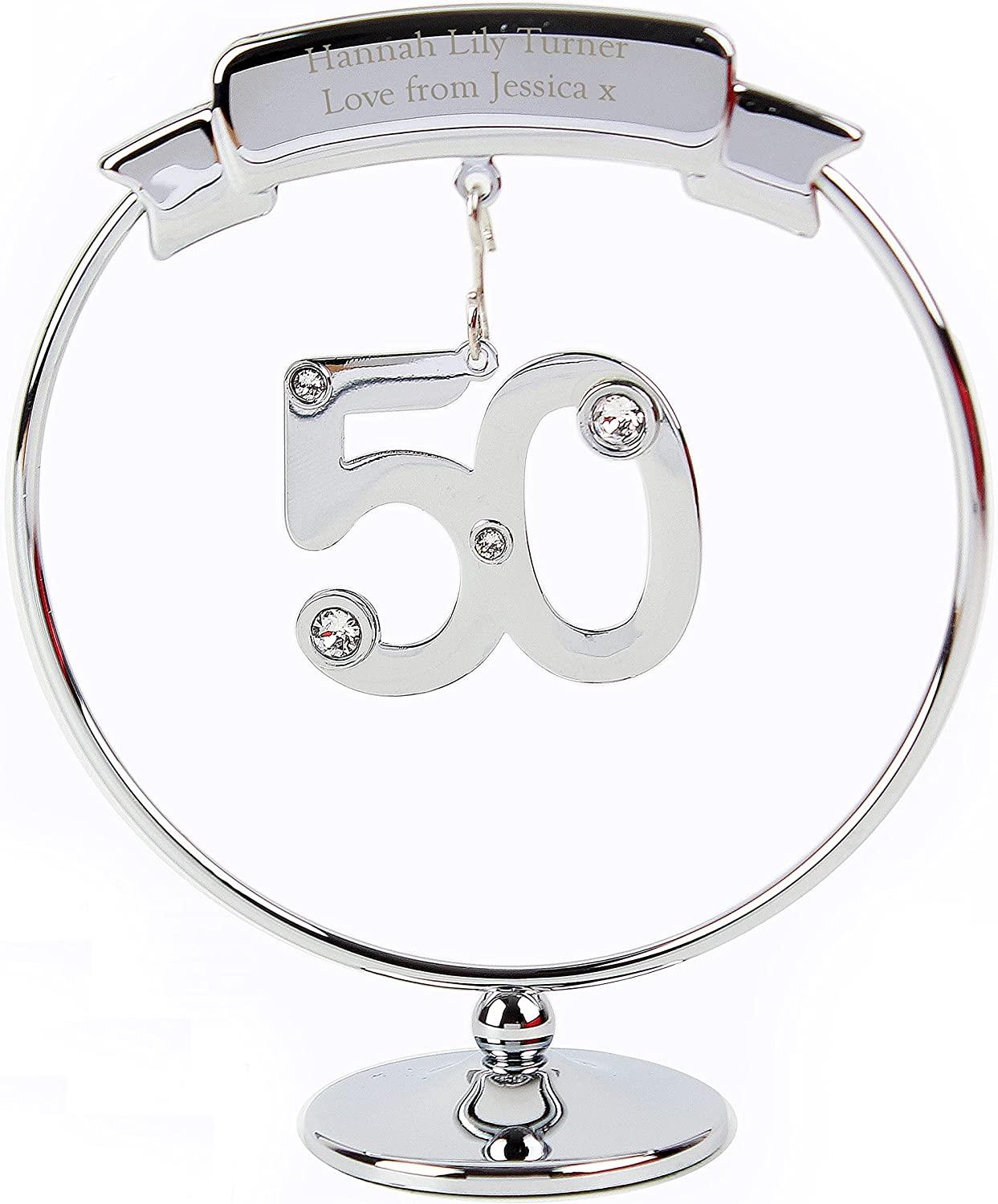 Personalised Crystocraft 50th Celebration Ornament Silver Birthday Anniversary