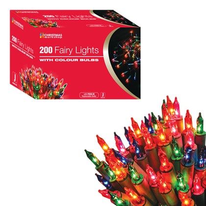 Christmas Workshop 200 Shadeless Multi Colour Fairy Lights (Carton of 10)