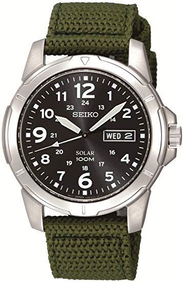 Seiko Men's Black Dial Fabric Strap Watch SNE095P2