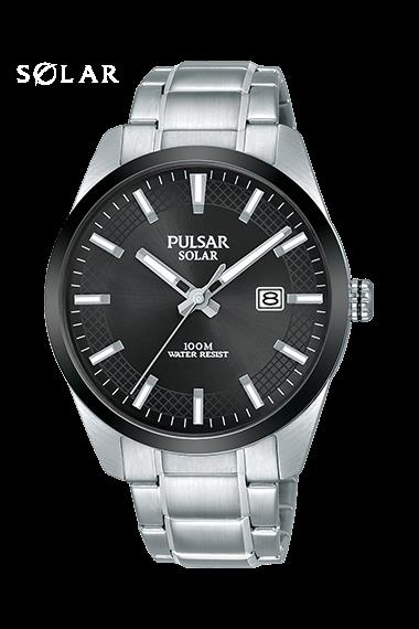 Pulsar Mens Analogue Solar Powered Watch With Stainless Steel Strap Px3183x1