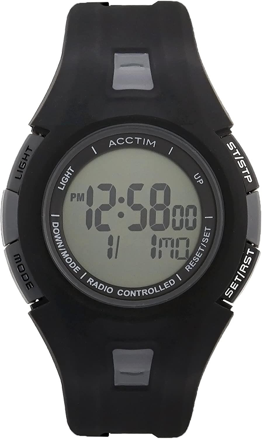 Acctim 'Alarme' Radio Controlled Watch Black Digital Sports Watch 60297