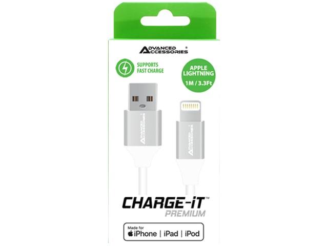 Advanced Accessories charge it premium MFI 8 pin USB cable 1m white (C89)