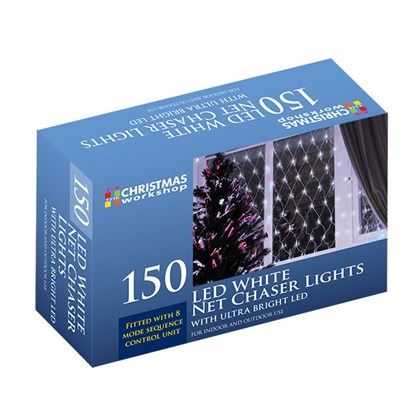 Christmas Workshop 150 LED Net Chaser Lights - White (Carton of 12)