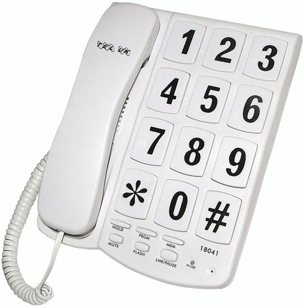 Tel UK New Yorker Big Button Corded Telephone - White