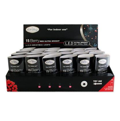 Christmas Workshop 15 Red Berry LED Battery Operated Lights (Carton of 72)