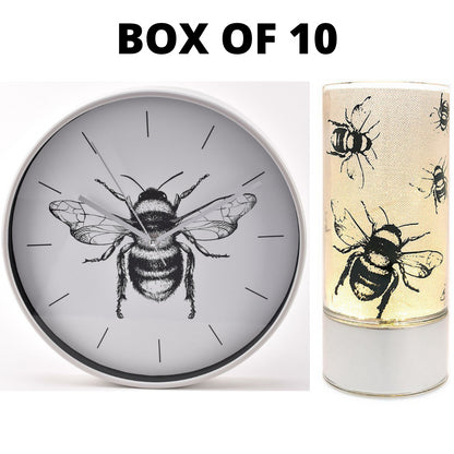 HESTIA® BUMBLEBEE WALL CLOCK /LED LIGHT UP TUBE 20CM