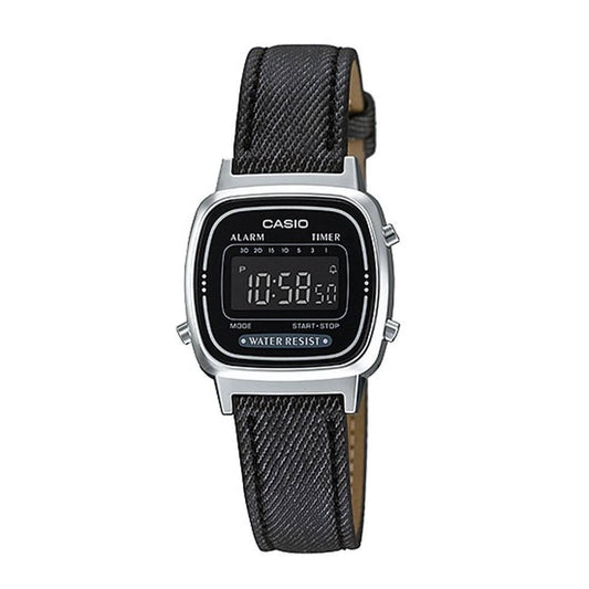 Casio Women's Digital Black Leather Strap Watch LA670WL-1BDF