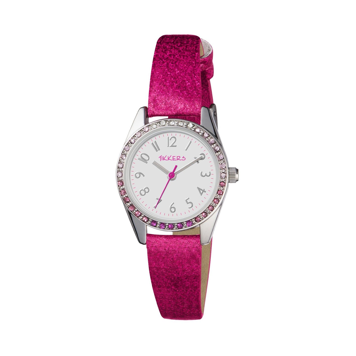 Tikkers Girls Analogue Red Glittery Strap Watch TK0123