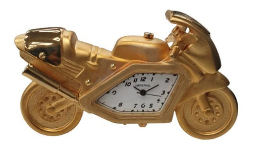 Miniature Clock Gold Bike Solid Brass IMP1046G - CLEARANCE NEEDS RE-BATTERY