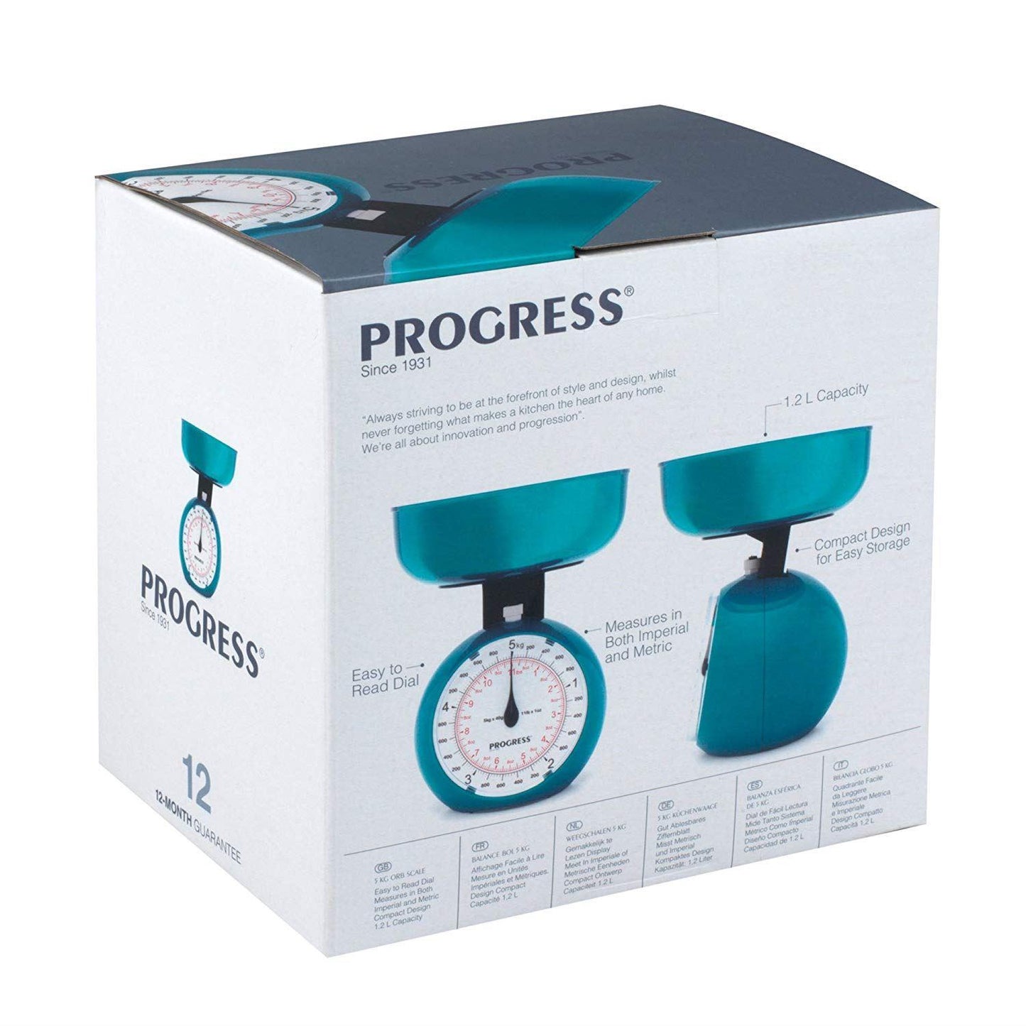 Progress Orb Mechanical Kitchen Weighing Scale, 5 kg, Blue BW04779