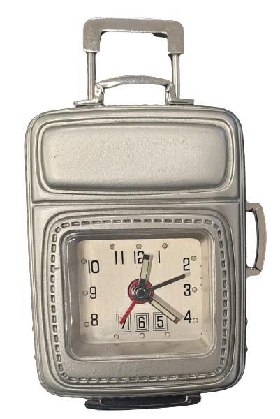 Miniature Clock Silver Plated Travel Bag Solid Brass IMP608 - CLEARANCE NEEDS RE-BATTERY