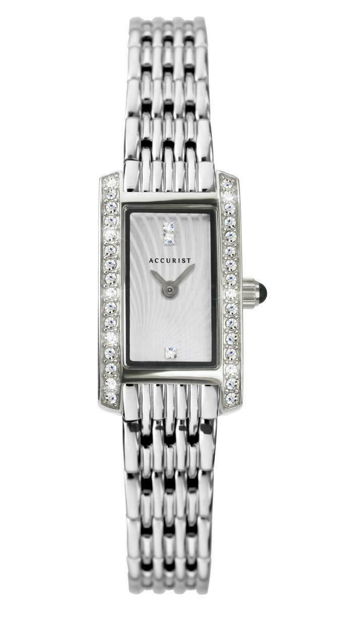 Accurist Ladies Silver Tone Crystal Set Bracelet Watch