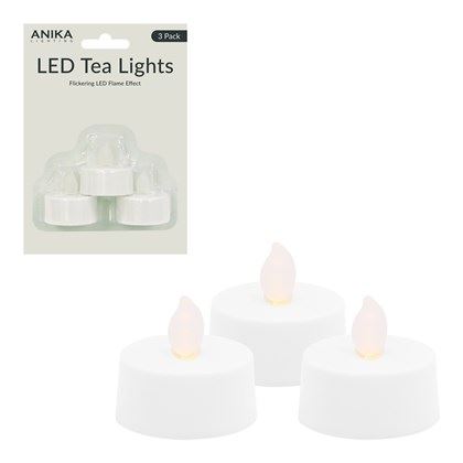 Anika LED Flickering Tealights - 3 pack B/operated (Carton of 72)