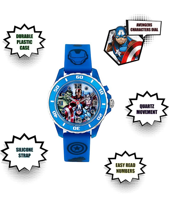 Marvel Avengers Children's Multicolour Dial Blue Rubber Strap watch AVG3506