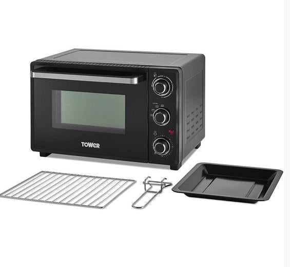 Tower T14043 Mini Oven, Black/Silver Accents, 23L